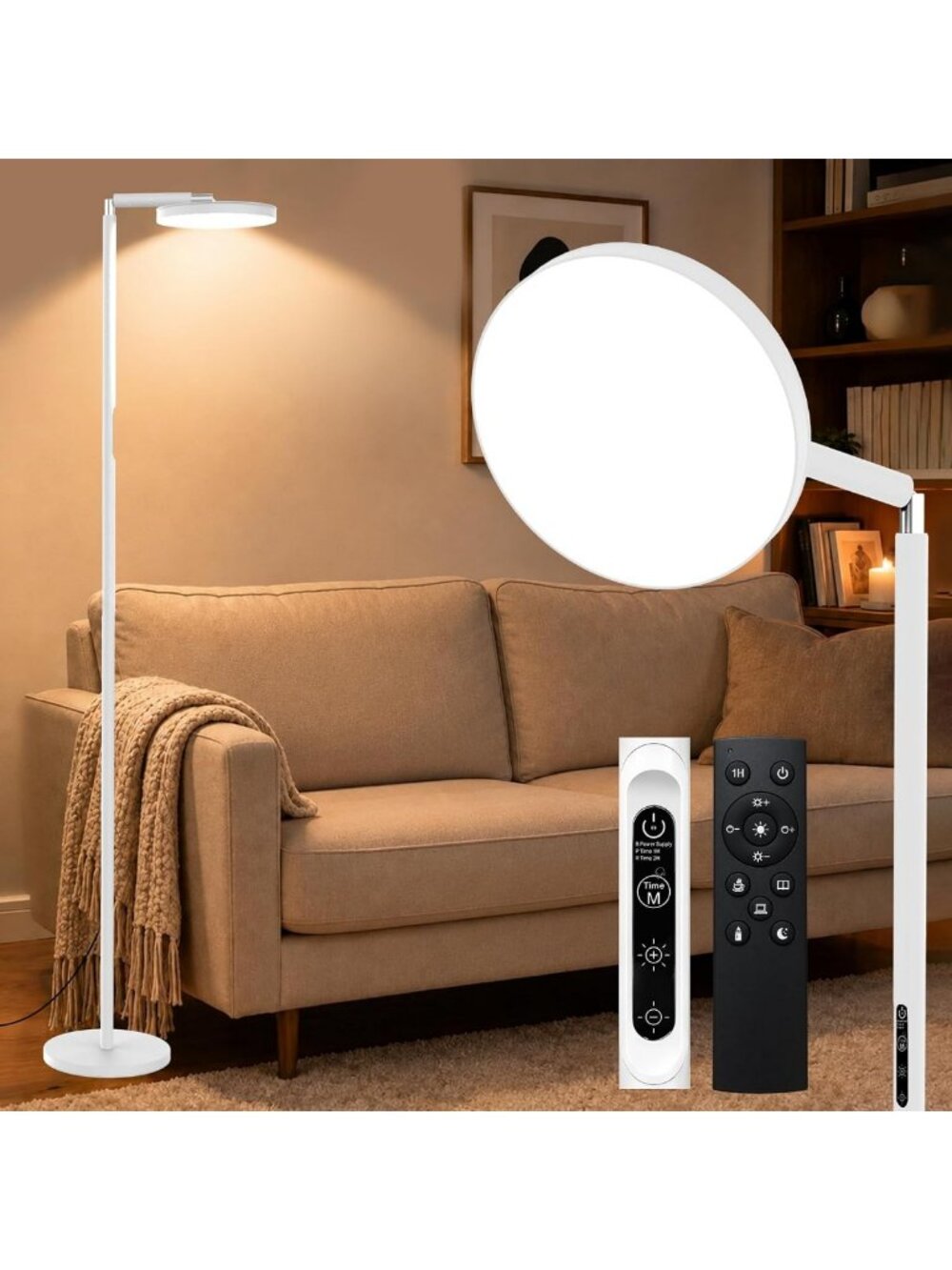 Bright 12000 Lux UV-Free Sunlight Lamp with Remote Control for Mood Boosting